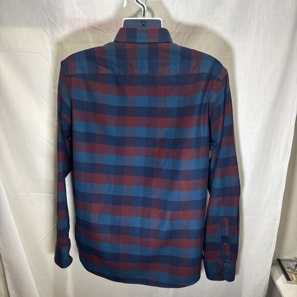 UNTUCKit Button Up Long Sleeve Flannel Plaid Shirt Red Blue Men’s L  Ski Cabin - Picture 7 of 16